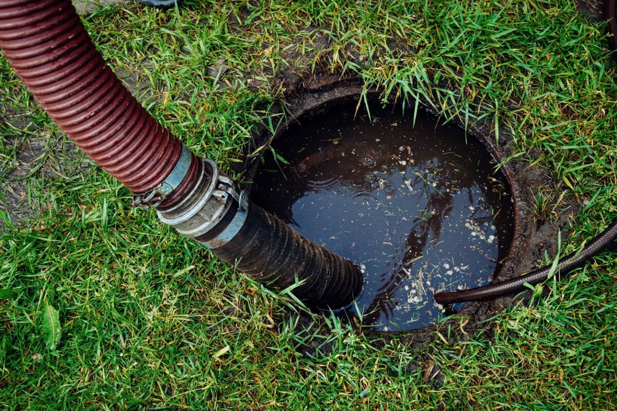 A flooded septic tank